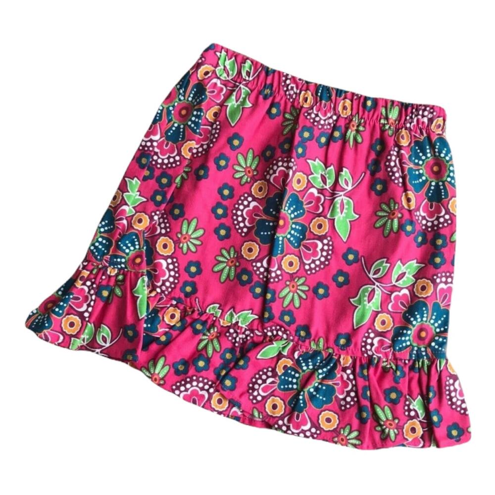 Chez Ami Patsy Aiken‎ Girls Skirt Size 5 Plum Floral Print Twill Elastic Waist